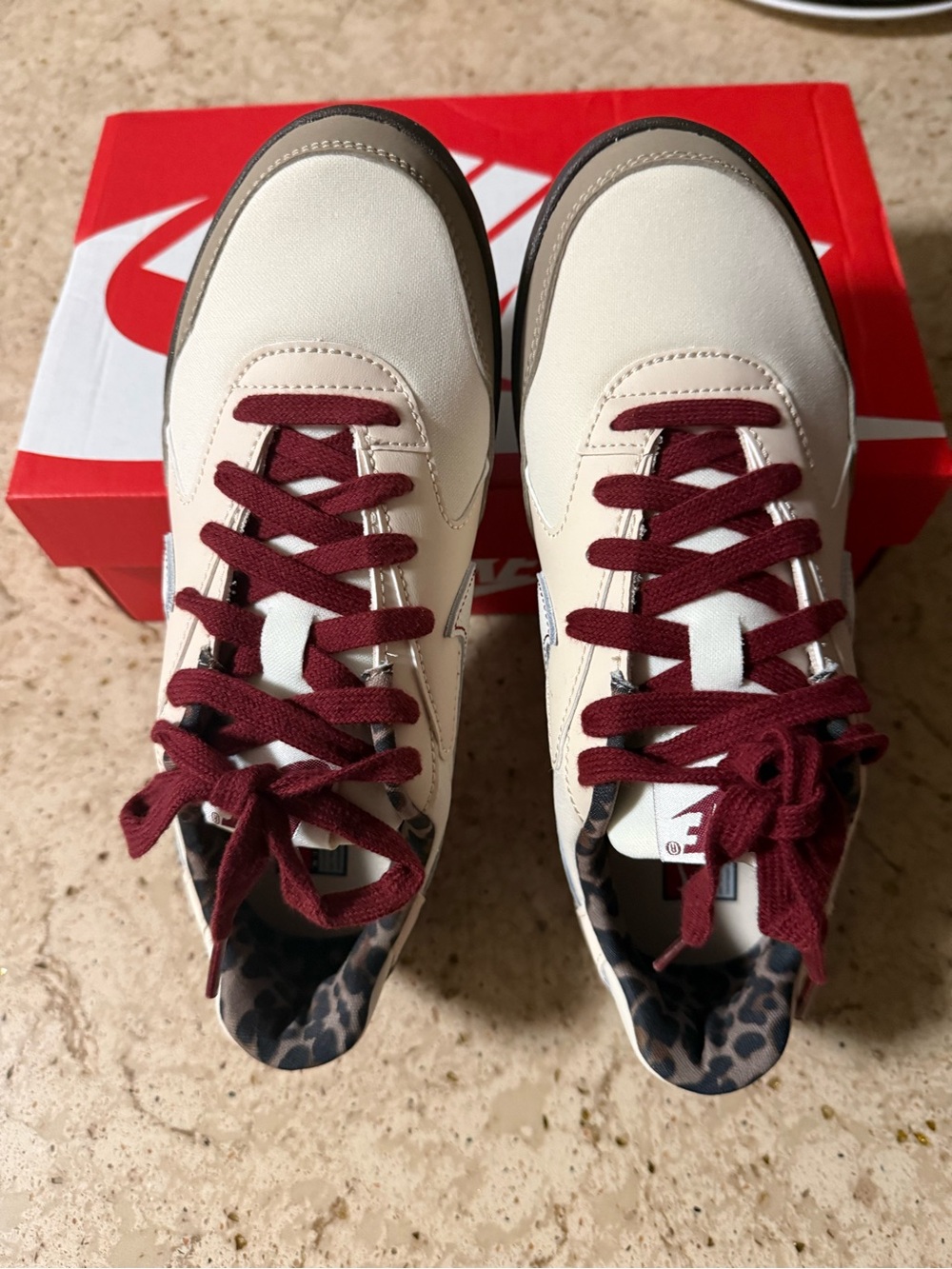 Nike Women’s Cream Sneakers with Burgundy Terra Manta